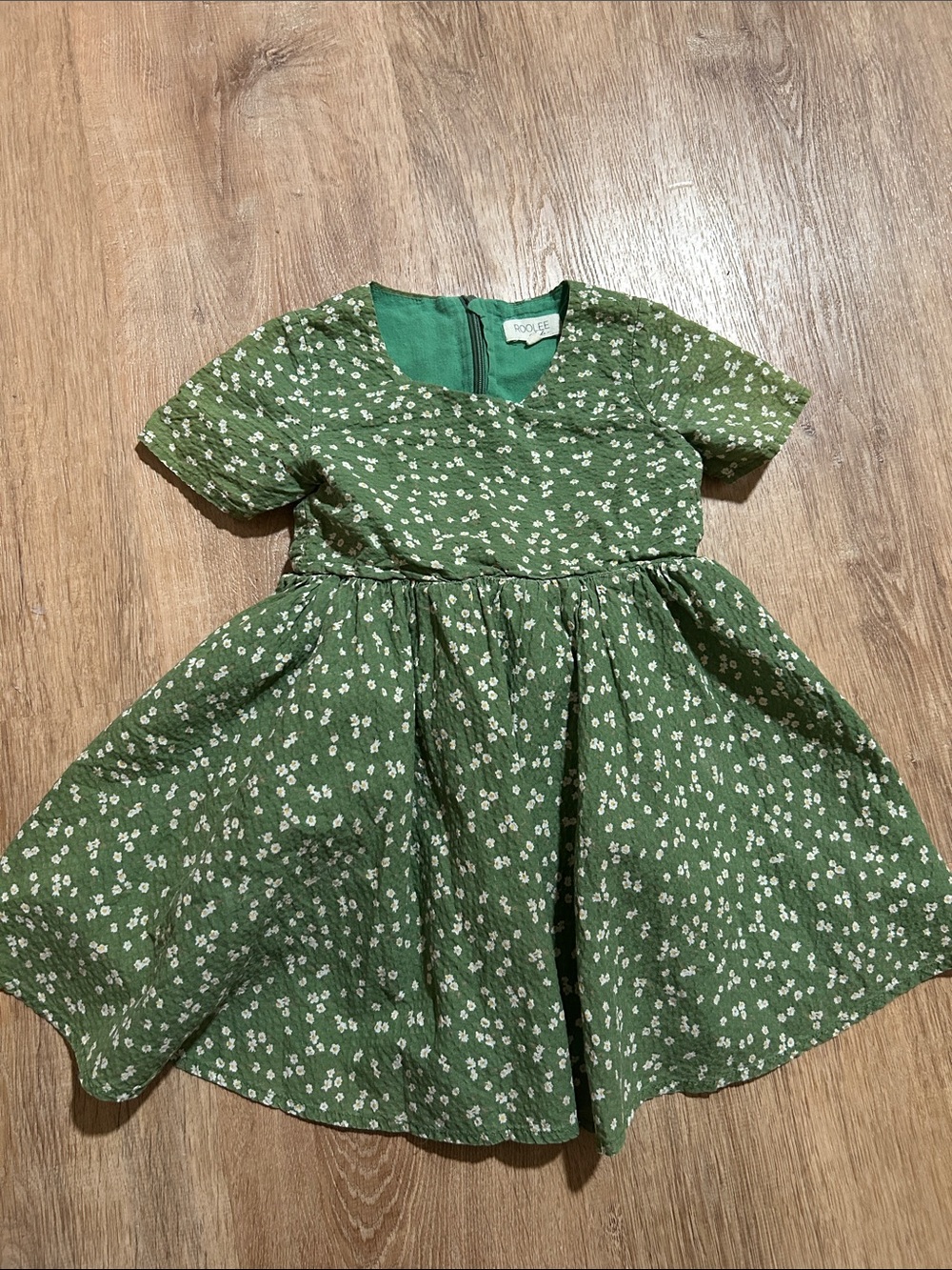 Roolee Green Floral Short-Sleeve Twirl Dress